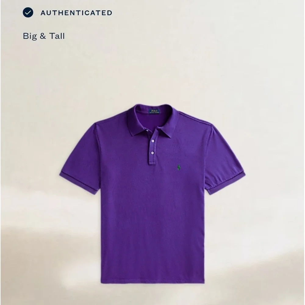 Polo Ralph Lauren Cotton Polo Shirt Men's Big & Tall 4XB Purple w/ Green NWT